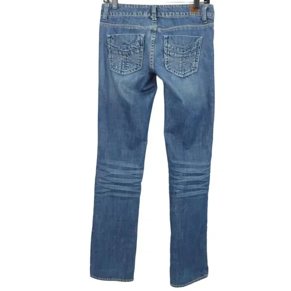 American Eagle 77 Straight Denim Jeans Womens Size 2R Distressed Medium Wash - Picture 2 of 14